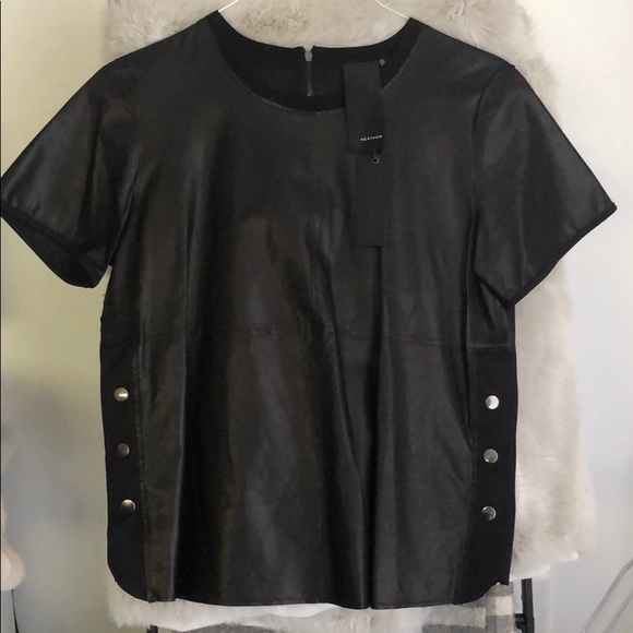 Heather Tees Tops - Leather t shirt Heather Tees Tops - Leather t shirt